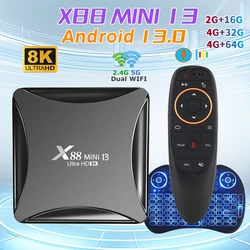 Boîtier TV X88 MINI 13, Android 13, RK3528, 8K, 5G, 4 Go/64 Go, Décodeur, Lecteur MultiXXL avec Sortie HDMI, Wifi, pour Touriste, Vidéo Domestique, 2024