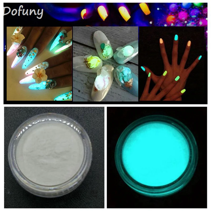 Neon Phosphor Powder Nail Glitter Powder Dust Luminous Pigment Bright Nail Glitters Glow in the Dark  Fluorescent Powder  1 Box