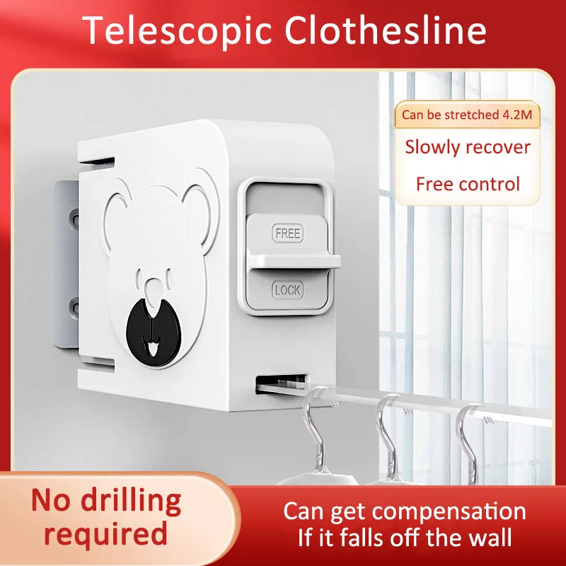 Retractable Clothesline, Indoor Outdoor Clothes Line Rack, Heavy Duty Clothes Drying Laundry Line, Wall Mounted Clothes Dryer