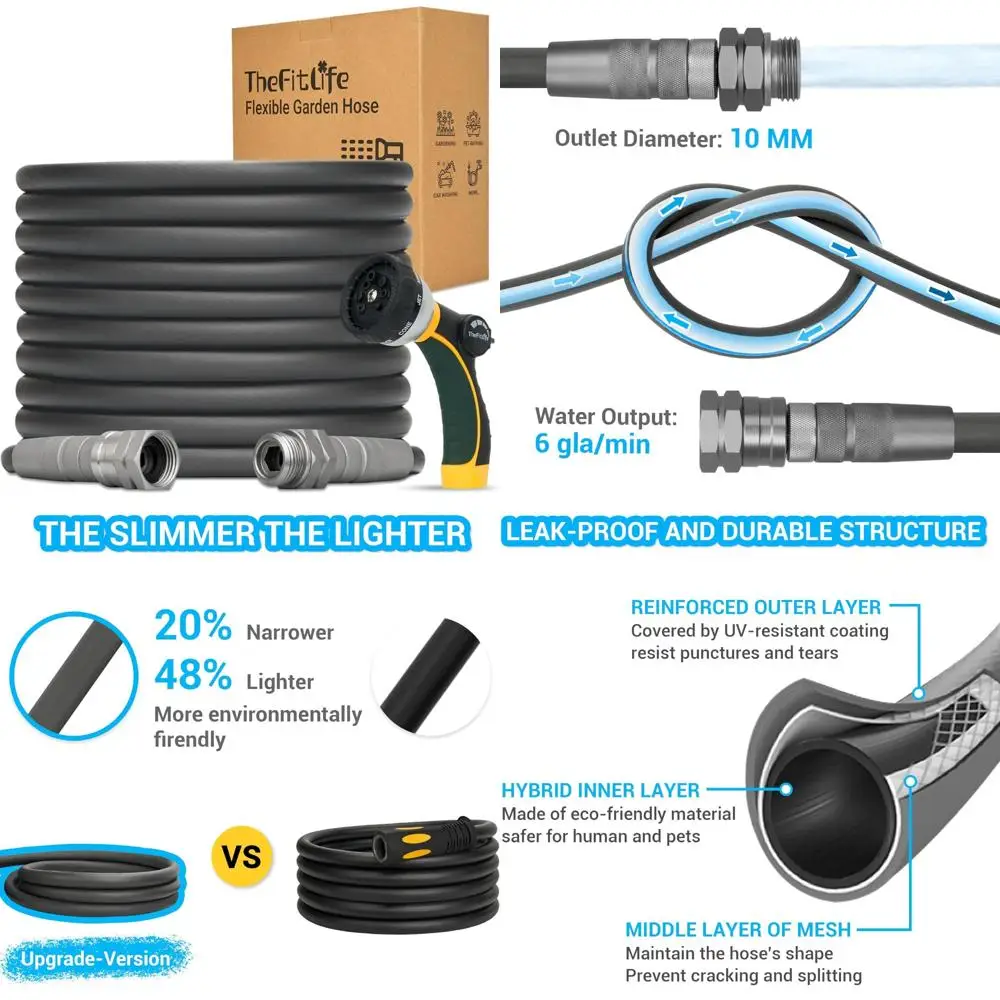 

Наружный водяной шланг высокого давления 75 футов с насадкой и металлическими фитингами, катушка в комплекте для садоводства и орошения