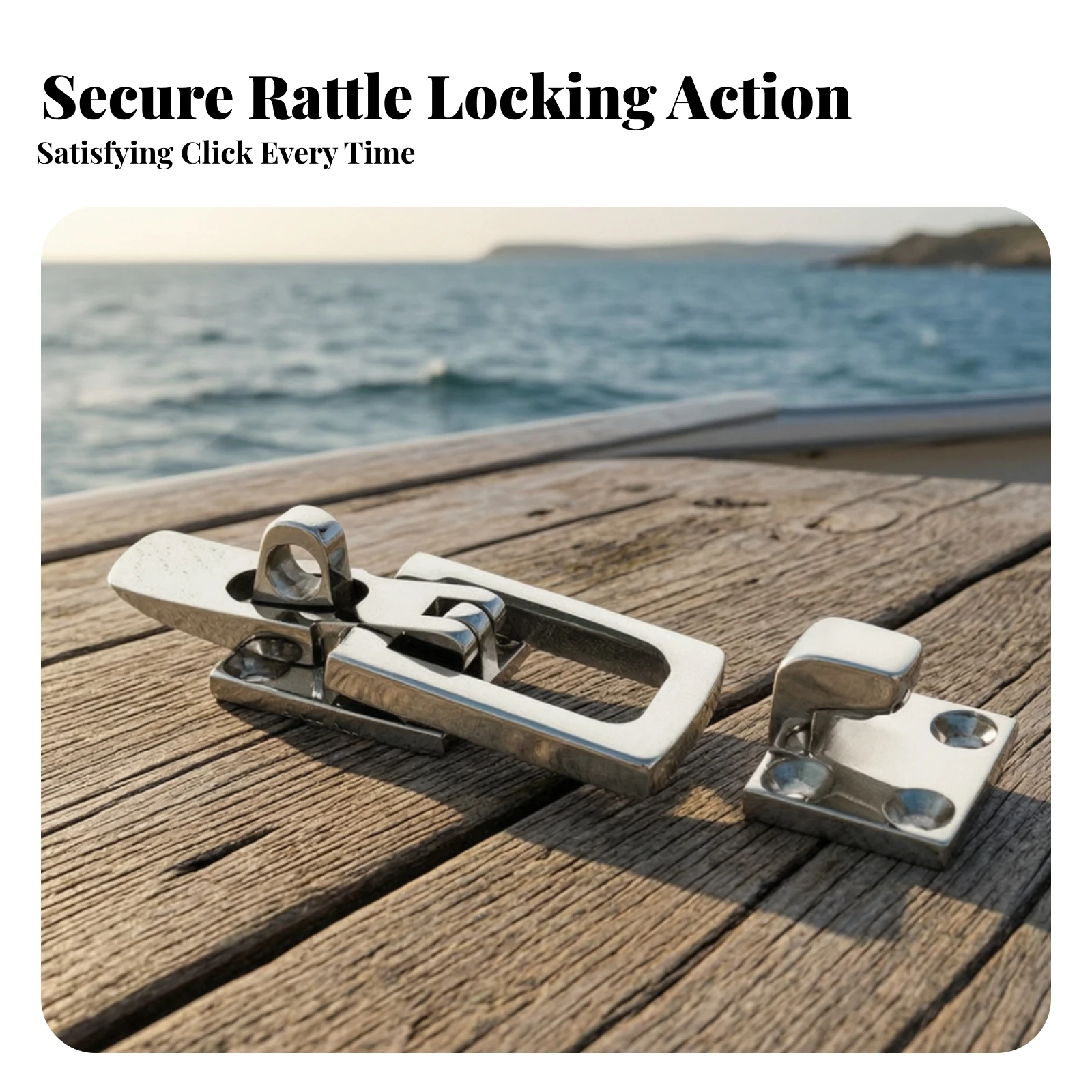 Marine Latch Low-Silhouette Latch with Strike Plate Strike Plate Compact Catch Long-Lasting for Boat Owners, Boats, Yachts