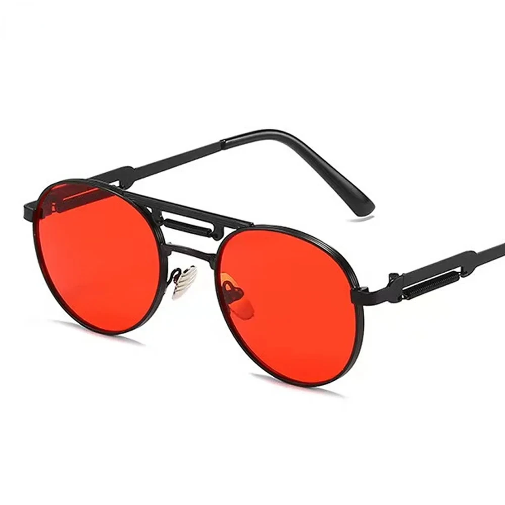 

VIVIBEE Round Steampunk Sunglasses Vintage Men UV400 Metal Hip Pop 2025 Sun Glasses Women High Quality Retro Goggles