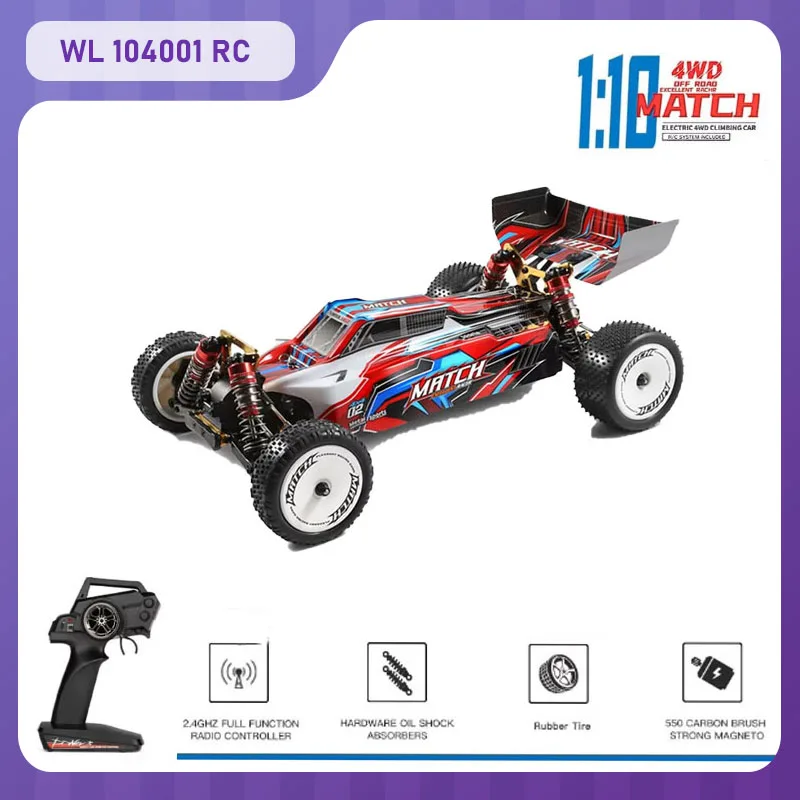 

WL toys 104001 RC Car 1:10 4WD Racing Electric Metal RC Racing 2.4G RC All-Terrain Drift Car Dirt Bike Model 45km/h Gift