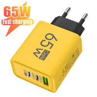 65W GaN USB Fast Charging Type C PD Charger Quick Charge Mobile Phone Power Adapter for iPhone 16 15 Pro Xiaomi Samsung Huawei