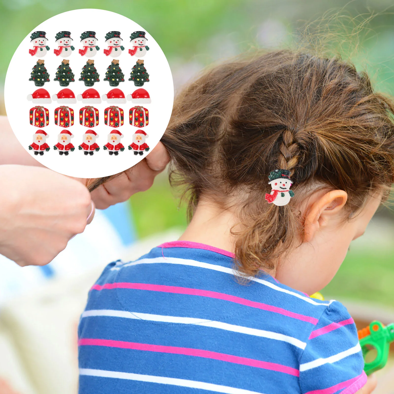 

25 Pcs Mini Miniature Christmas Figurines Child Hair Clips DIY Children Materials Resin Hairpin Patches Charms