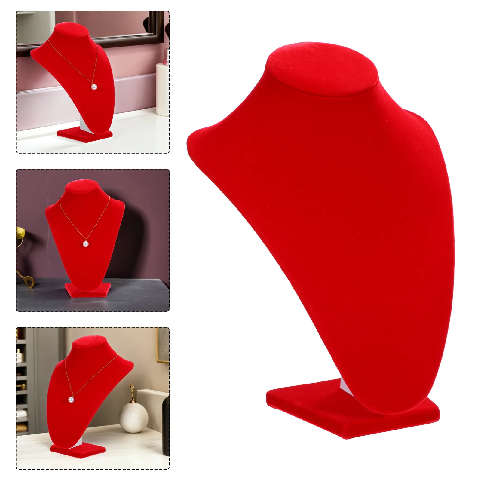 

Red Necklace Mannequin Bust Jewelry Display Stand Smooth Texture Necklace Holder for Selling Show 9.82x7.07x5.89 Inch Jewelry