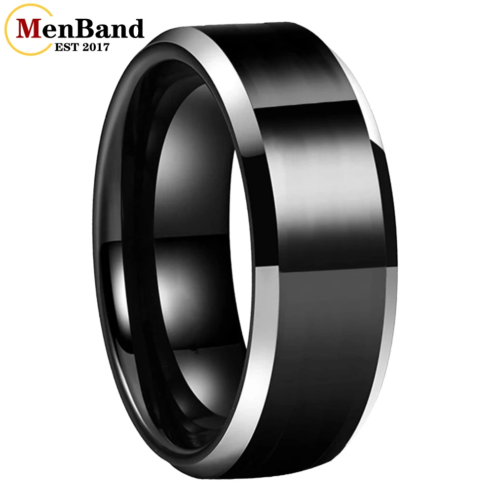 MenBand Men\'s 6/8mm Black Tungsten Carbide Ring Diagonal Polishing Pure Comfortable For Marriage And Engagement Ring