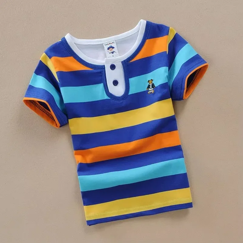 Kids Clothes Summer Comfortable Toddler Children Boys Short Sleeve Stripe T-Shirt 2-14Years Teen T-Shirt Kids Clothing