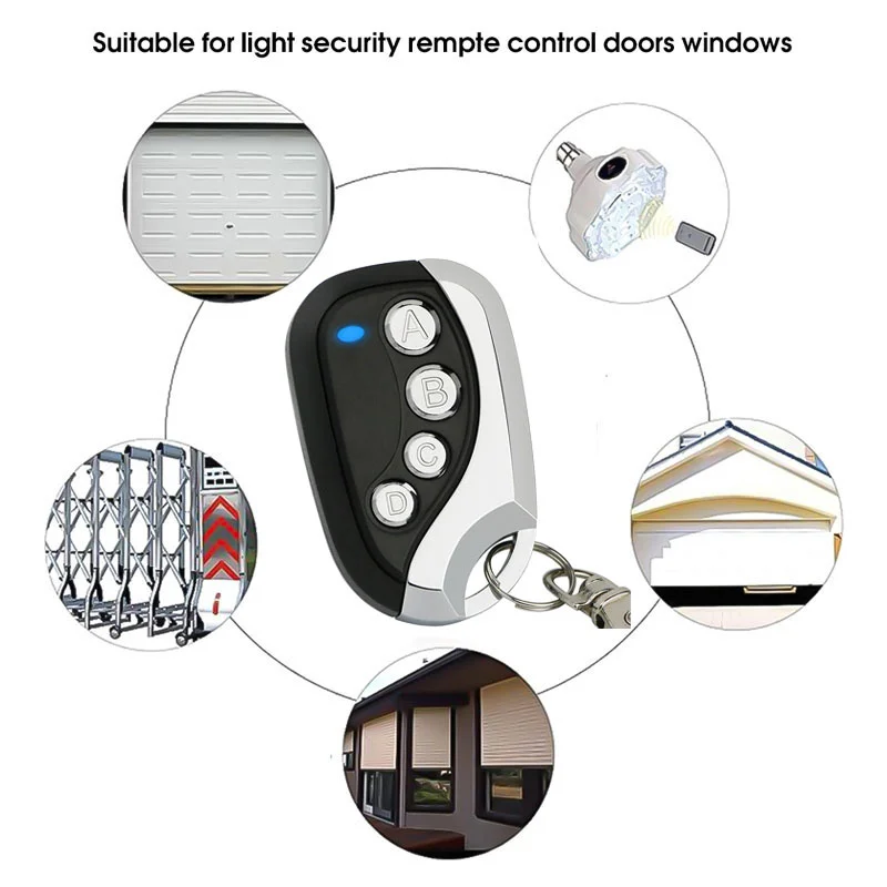 433MHz Smart Copy Duplicator Remote Control RF Wireless 4 Button Electric Garage Door Gate Remote  Transmitter