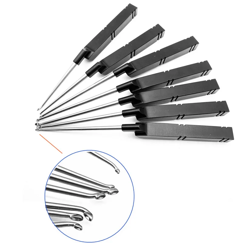 Bone Curette Black Stainless Steel 3 Type Tip Aluminum Handle Veterinary Orthopedic Surgery Instruments