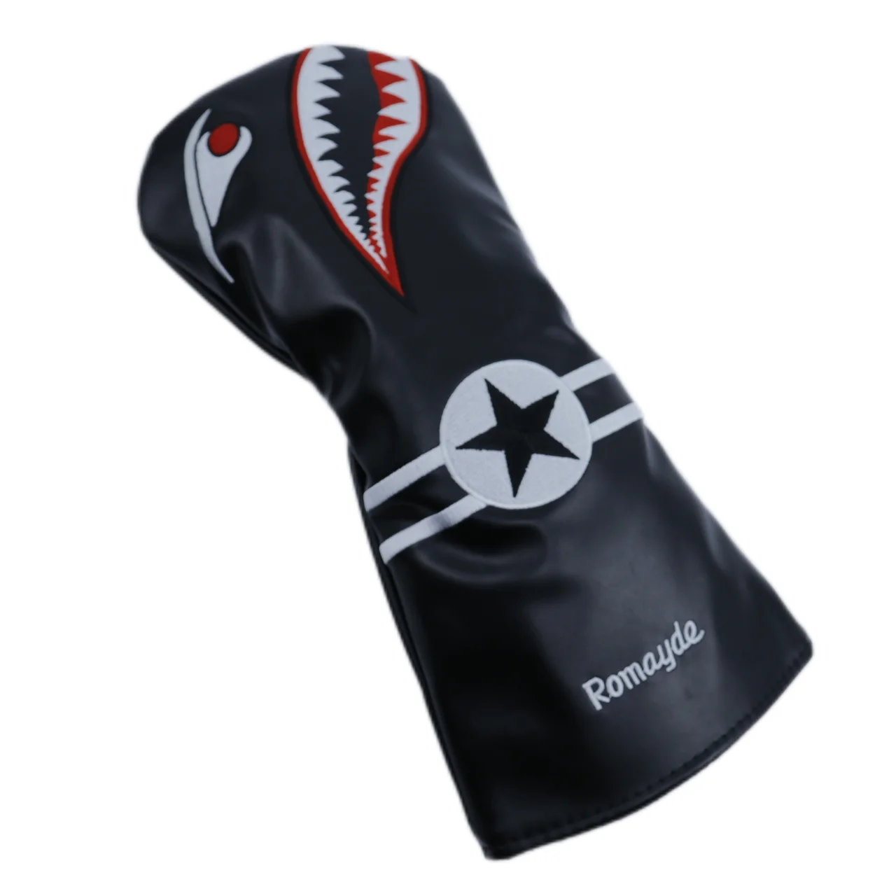 PU Leather Golf Club Head Covers, Shark Cartoon Design, Driver Fairway Wood Hybrid, Mixed Head Cover