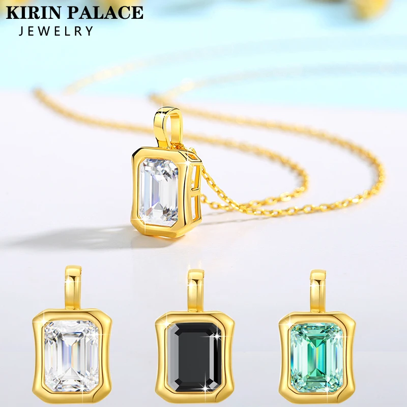 AU585 Original Design 100% 14K Gold Pendant 2ct Moissanite Necklaces for Women Anniversary Party Gifts High Jewelry