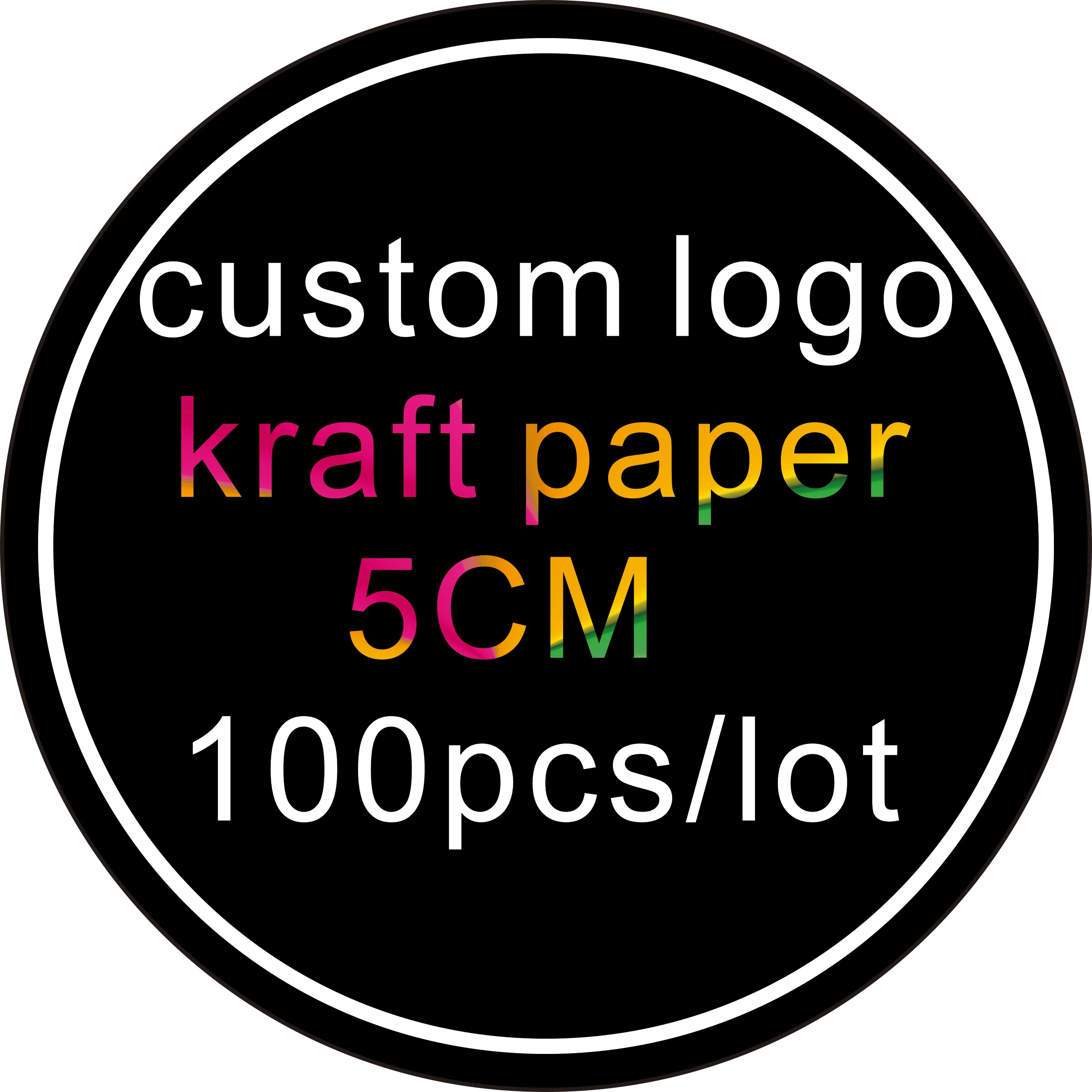 5cm round sticker Small Custom Sticker Printing, Kraft Brown Round Adhesive Stickers Labels,  Large Round Coloured Stickers