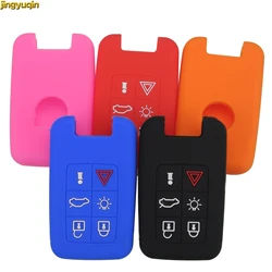 Jingyuqin 6 Buttons Car Key Silicone Case Key Cover for Volvo V40 S80 XC60 S60L V60 XC90 V70 S40 Keyless FOB Protection Styling