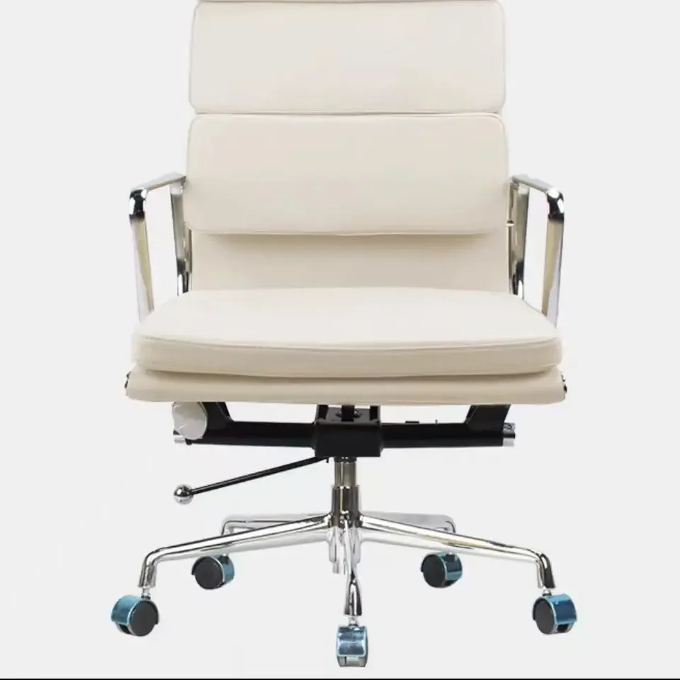 Office Guest Chair Upholstered Leather Comfortable Reception Chairs with Wheels Adjustable Swivel Rolling Office Chairs