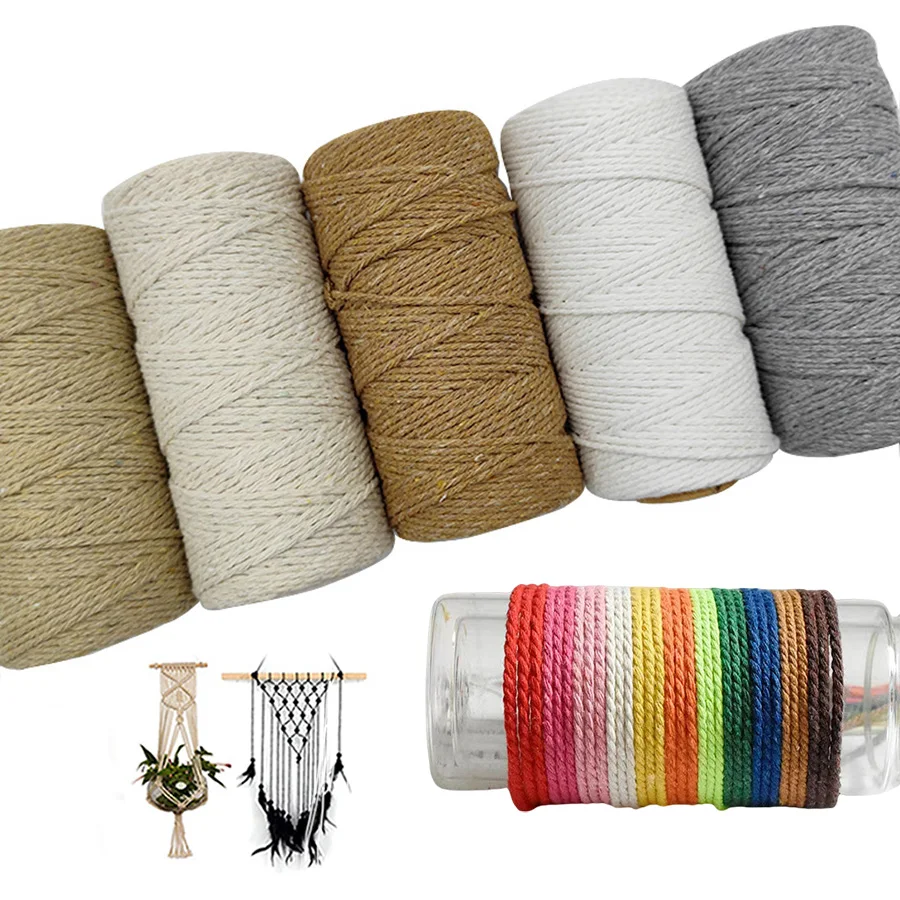 100 M/Roll 2mm Kleurrijke Katoenen Macrame Koord Kerst Handgemaakte Gevlochten Touw Tapijt Ambachten Bruiloft Lint DIY string Home Decor