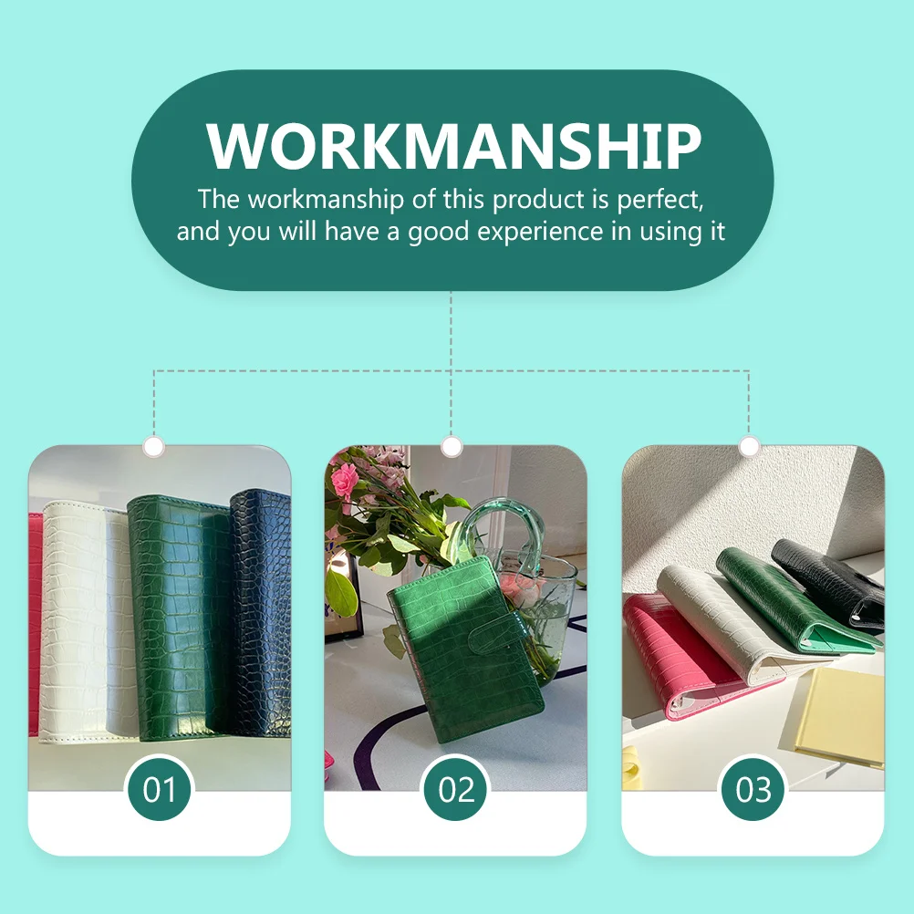 

Loose Leaf Notebook Cover A6 Size Crocodile Pattern Premium PU Binder for Budget Scrapbook Portable Notepad Protector