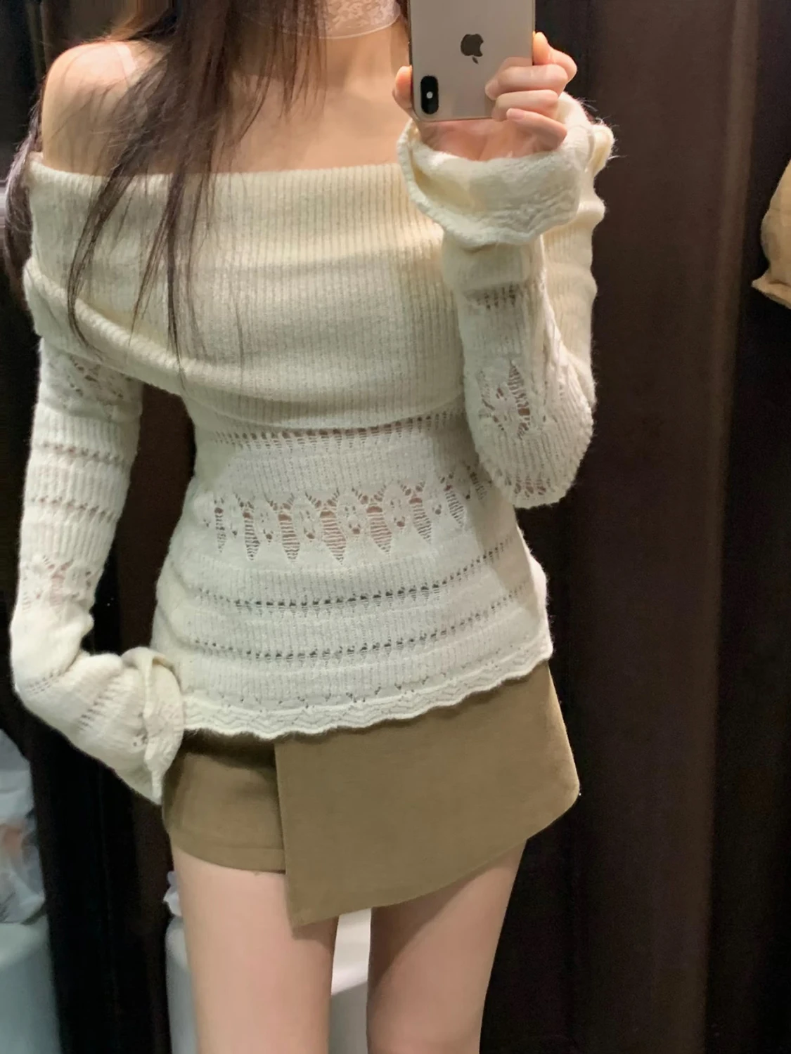 

Heavyweight Hollow out Long Sve Knitted Sweater Women's Autumn Winter New Sle Overhead Slim Fit Bal Design Sensatio...