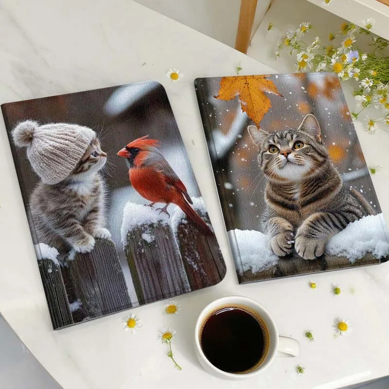 

Kitten Bird Snow Fence Tablet Case For Huawei Honor MatePad MediaPad Air 5 6 7 11 V6 V7 V8 V9 X9 X8 T10 T10s C5e T5 Gift