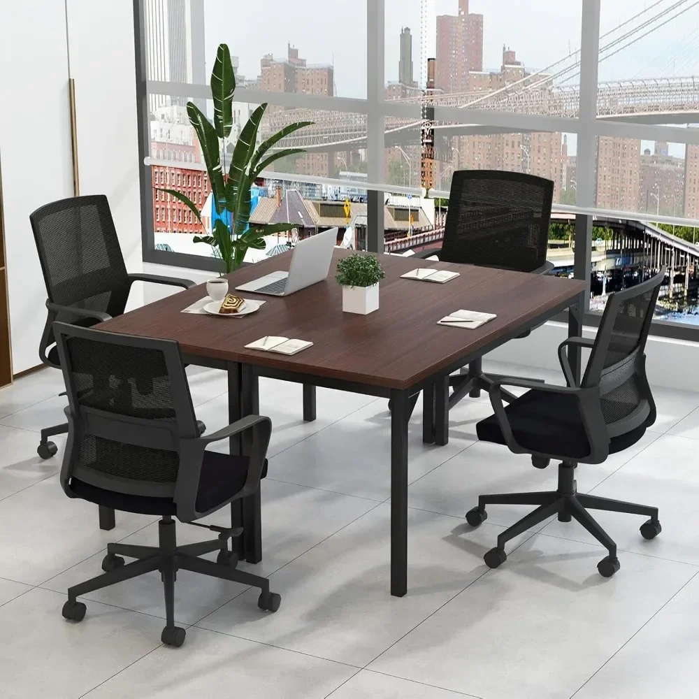 Conference Table Set of 4, Meeting Room Table with Large Tabletop & Heavy-Duty Metal Frame, Multifunctional Conference Table