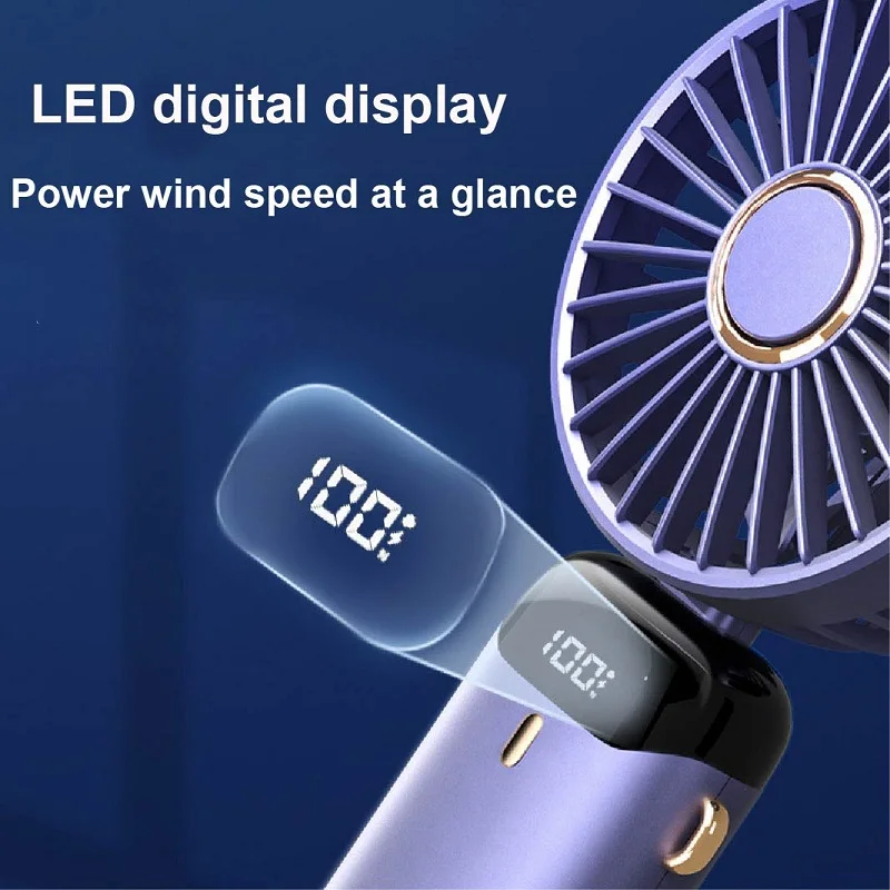 USB Handheld Fan Electric Fan Portable Fan Digital Display Foldable Aromatherapy Fan Office Cooler Air Circulation Conditioner