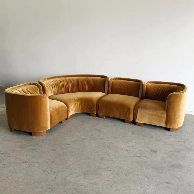 Modular curved velvet combination sofa for villa living room
