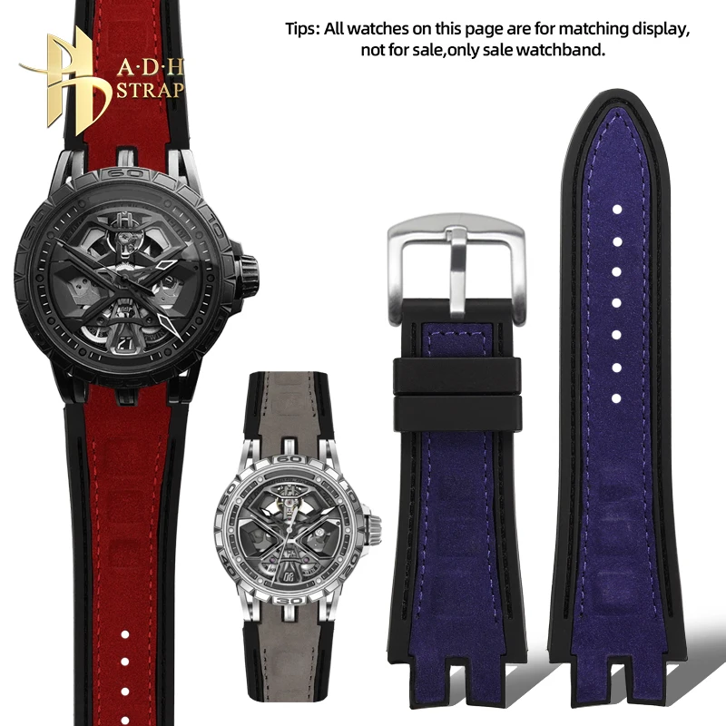 

Special Interface Leather Rubber Watch Strap For Roger Dubuis Evcalibur Series Men's Watchband Waterproof