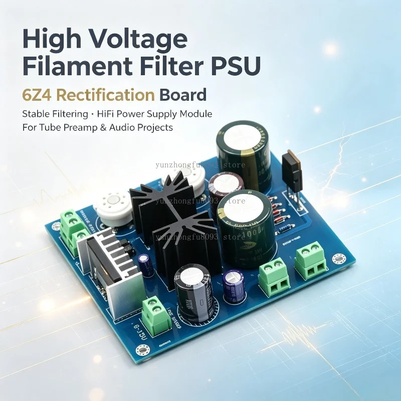High Voltage Filament Filter Power Supply Board Kit, 6Z4 Rectification Module for Tube Preamplifier and HiFi Audio Projects
