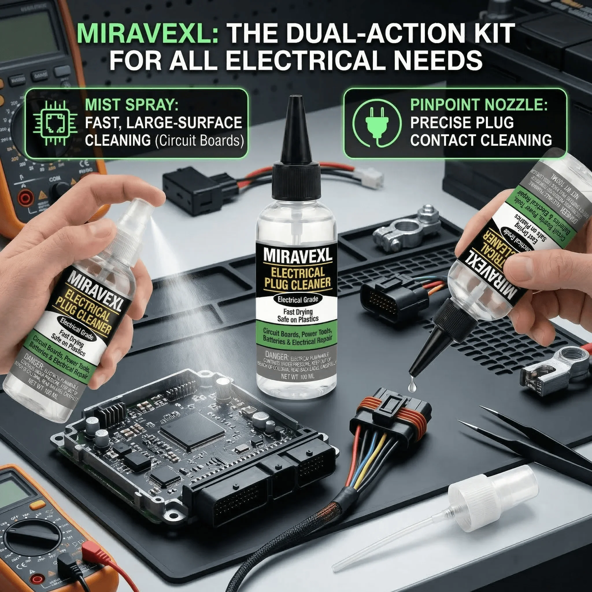 100ml Electrical Contact Cleaner Spray Fast Drying Safe on Plastics for Circuit Boards Power Tools Repair MIRAVEXL Plug Cleaner - view 5