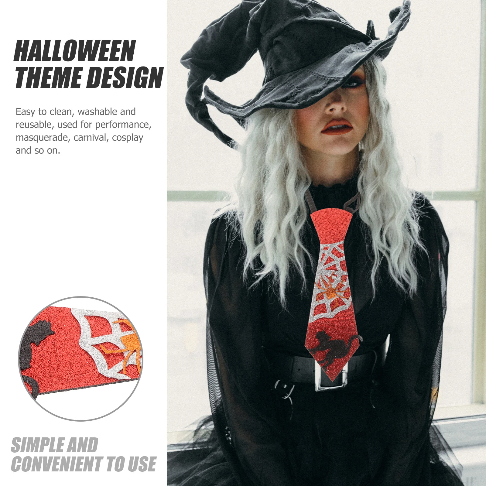 

1pcs Pumpkin Skull Necktie Halloween Themed Creepy Scarf For Party Masquerade Carnival Cosplay Decor Accessory Props