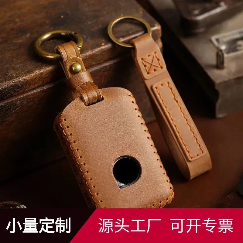 for Volvo S90 XC90 XC60 S60 Leather Key Cover Handmade Car Key Shell Ring Case Bag