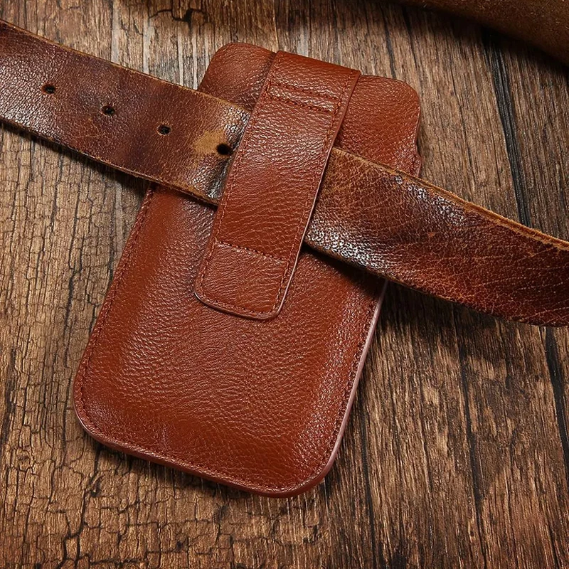 For iPhone 17 16 15 14 13 12 11 Pro Max Card Slot Bag For Samsung S26 S25 S24 S23 Plus Smart phone Waist Leather Belt Phone Case