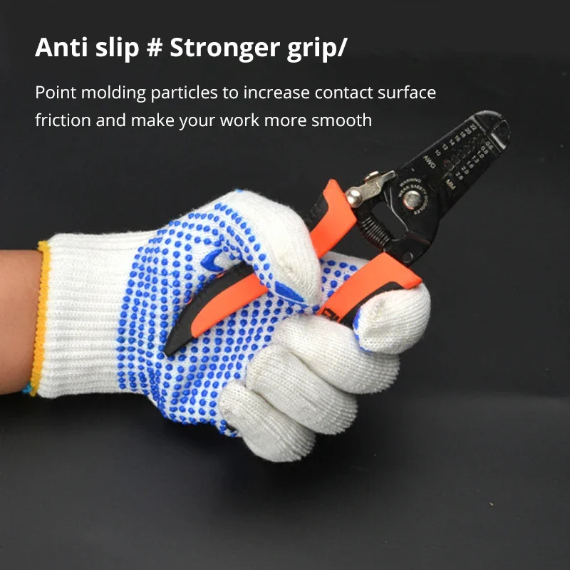 

12 Pairs Work Gloves With Anti Slip Grip, PVC Dots Safety Cotton Protection ,For Painter, Mechanic Industrial Construction