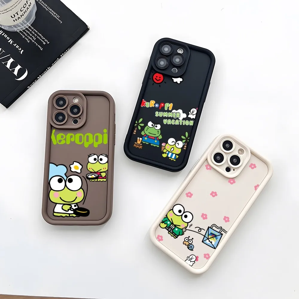 K-KeroppiS Cute Phone Case Soft Silicone For IPhone 15 14 13 12 Mini 11 Pro Max X 7 8 Plus Camera Lens Protection Cover