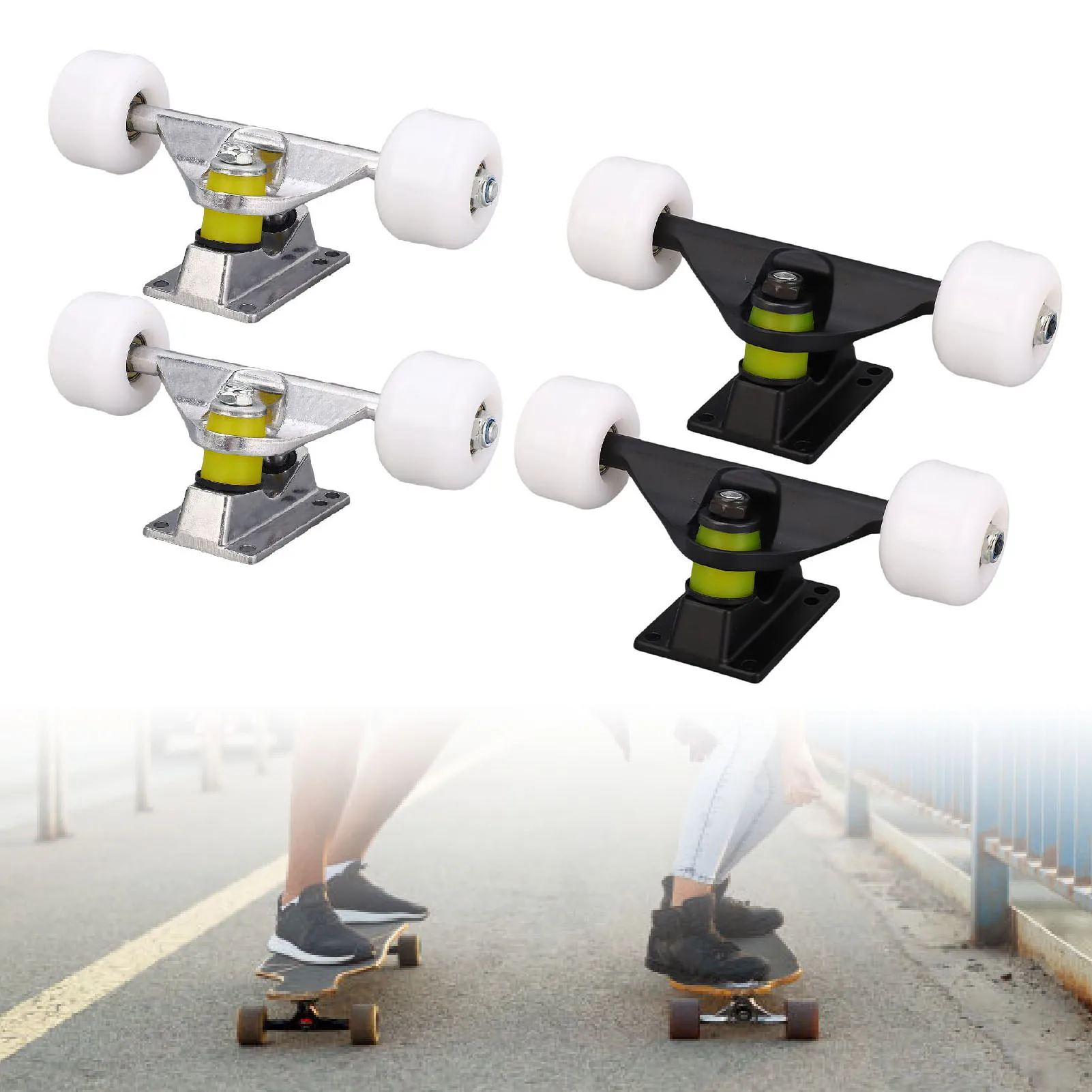 

Комплект из 2 траков для скейтборда с 4 колесами, 5-дюймовые алюминиевые траки с амортизацией для лонгборда, для замены