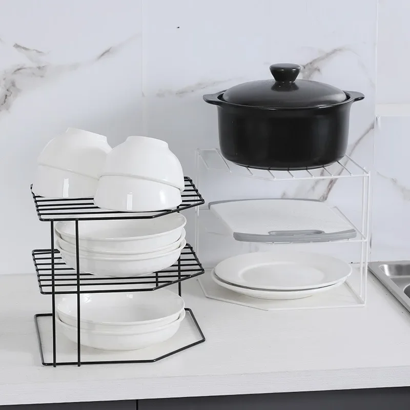 Black/White Seasoning Corner Shelving Portable Non Punching Iron Sink  Rack Removable Sundries Organizer Kitchen