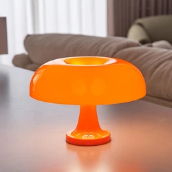 Lámpara de mesa clásica con forma de seta, lámpara de mesa artística Bauhaus moderna, lámpara de noche para dormitorio, lámpara de mesa decorativa naranja de diseño danés