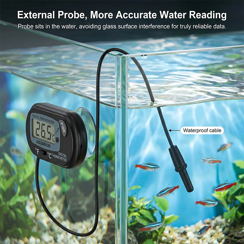 1/3 Pcs LCD Digital Aquarium Thermometer Fish Tank Thermometer With Water-Resistant Sensor Probe And Suction Cup For Reptile