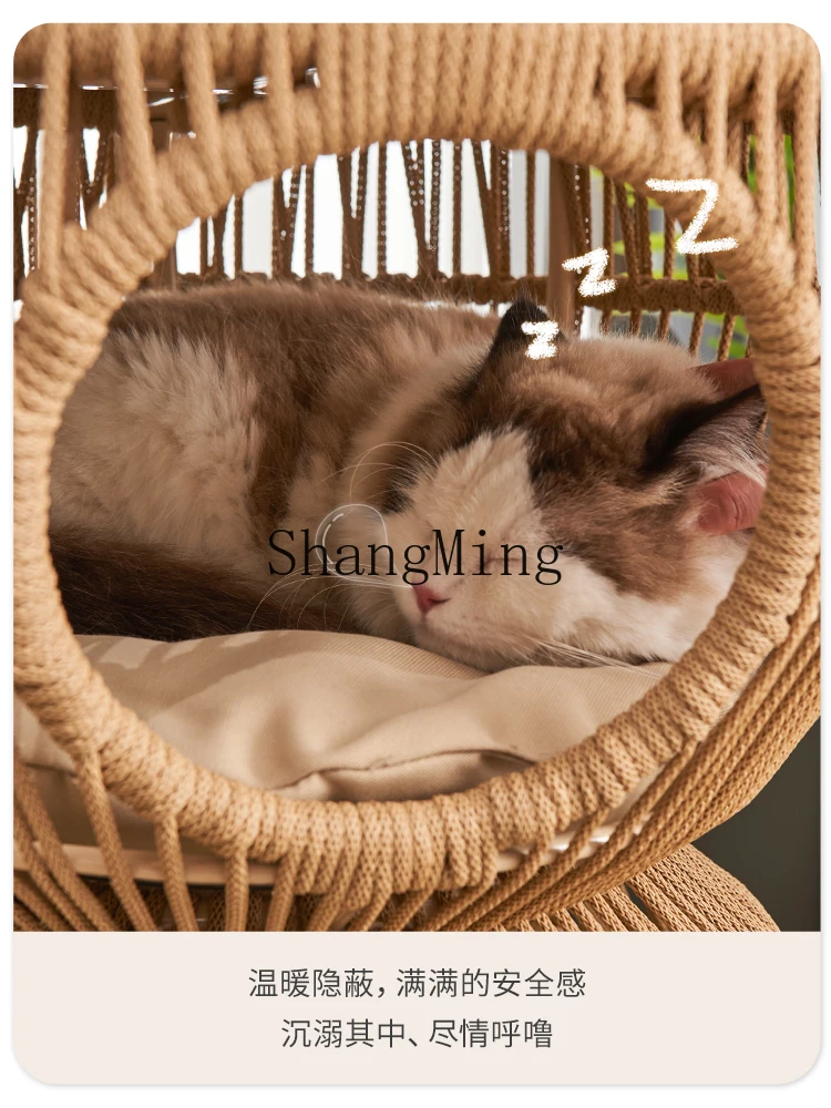 CL side few simple and creative double-layer corner living room balcony people and cats share rattan small coffee table