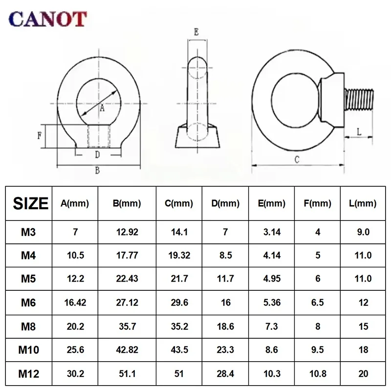 304 Stainless Steel Lifting Eye Nuts/ Screw Ring Eyebolt Ring Hooking Nut Screws M3 M4 M5 M6 M8 M10 M12