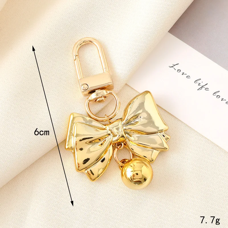 Golden Love Bow Pendant Phone Case Keychain Pendant Accessories Luggage Small Gift Jewelry