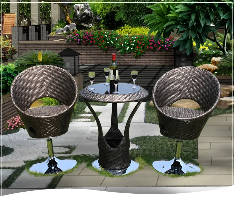 

Outdoor table and chair combination, courtyard rattan chair, coffee table, five-piece set of rattan imitation rattan furniture