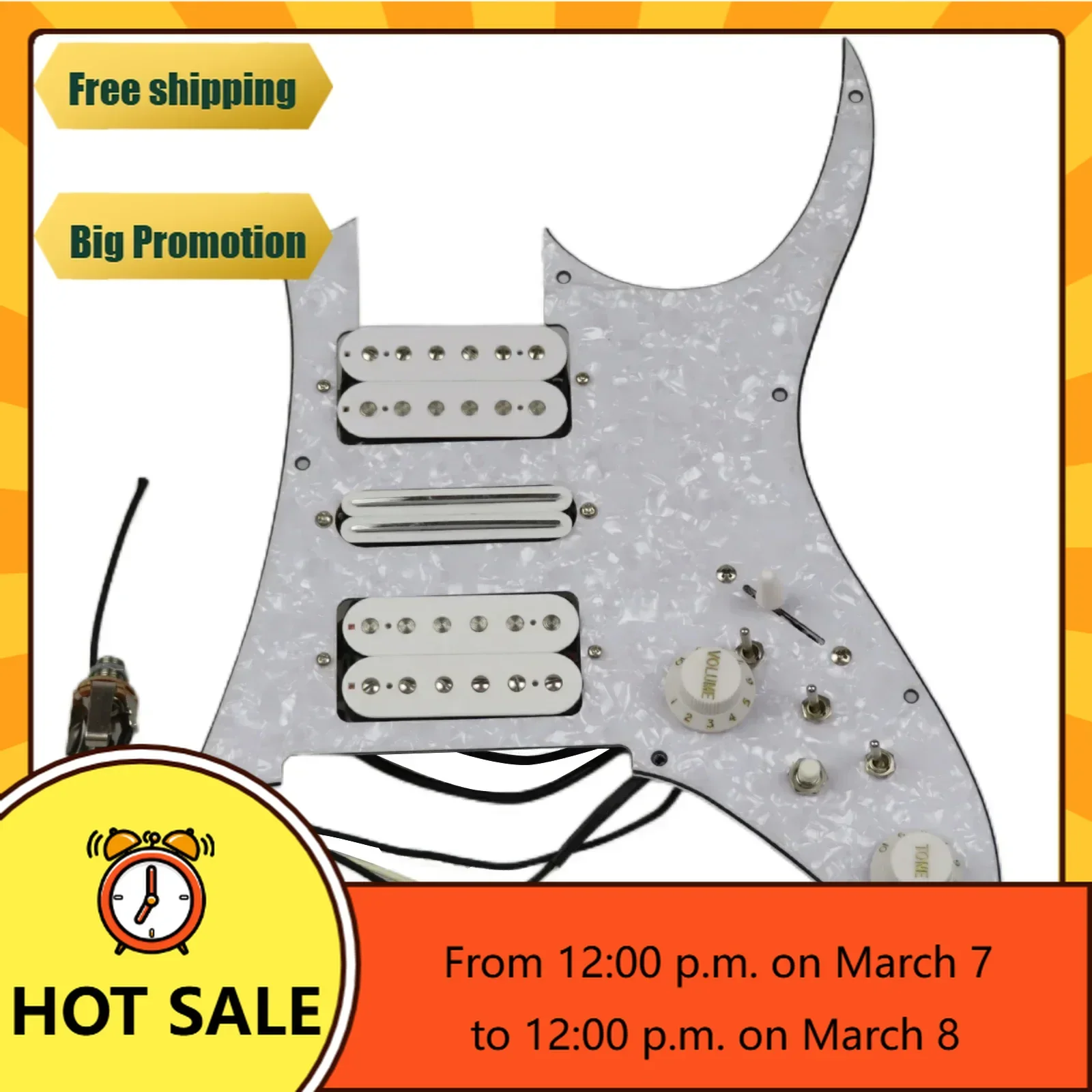 

QX Music Store----brand new-Prewired Pickguard Guitar Humbucker Pickups Alnico 5 HSH 4C Wiring Harness Push-pull single cut Set