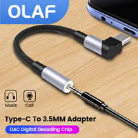 Olaf 90 Degree DAC USB C To 3.5 MM Jack Audio Adapter Type C to 3.5mm Earphones Headphones AUX Cable For iphone Xiaomi Samsung