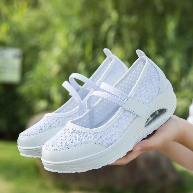 Walking Shoes Summer Women Sneakers Breathable Platform Casual Shoes Lightweight Fashion Air Cushion Flat Work Shoes