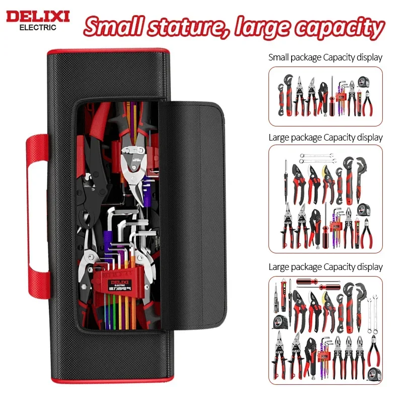 DELIXI ЭЛЕКТРИЧЕСКАЯ сумка для инструментов из ткани Оксфорд, портативная сумка для хранения, профессиональный ремонт электриков и плотников, домашнее хранение, сумка