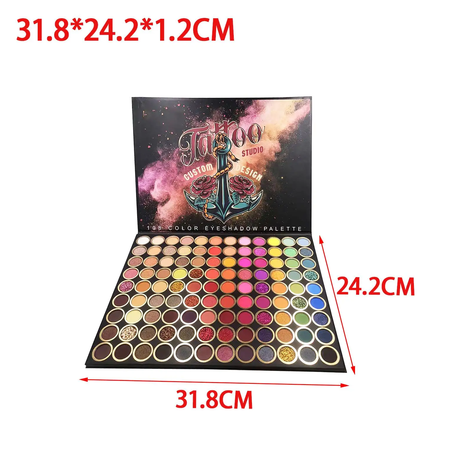 Paleta de sombras de ojos altamente pigmentadas, 108 colores, cosmética nacarada para principiantes, profesionales, mujeres y niñas, fiesta