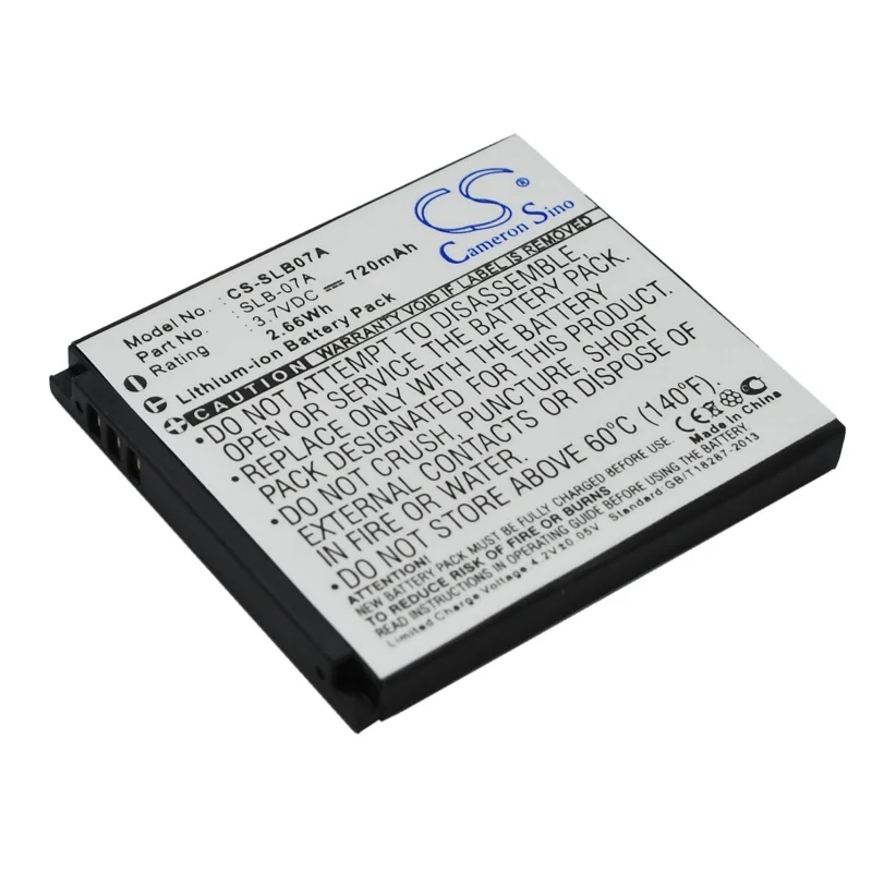 

Li-ion Camera Battery for Samsung, 3.7V, 720mAh, Compatible Models: ST50, ST500, ST550, ST600, TL100, TL205, TL210,TL220,TL225