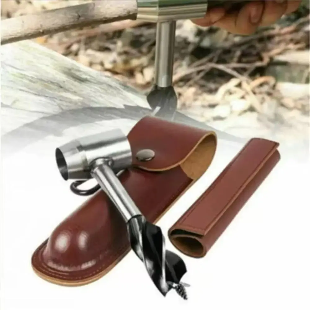 

Sharp Design Wood Drill Durable Case Protective Sleeve Hand Auger Wrench Leather Drill Bit Case Brown Leather Pouch