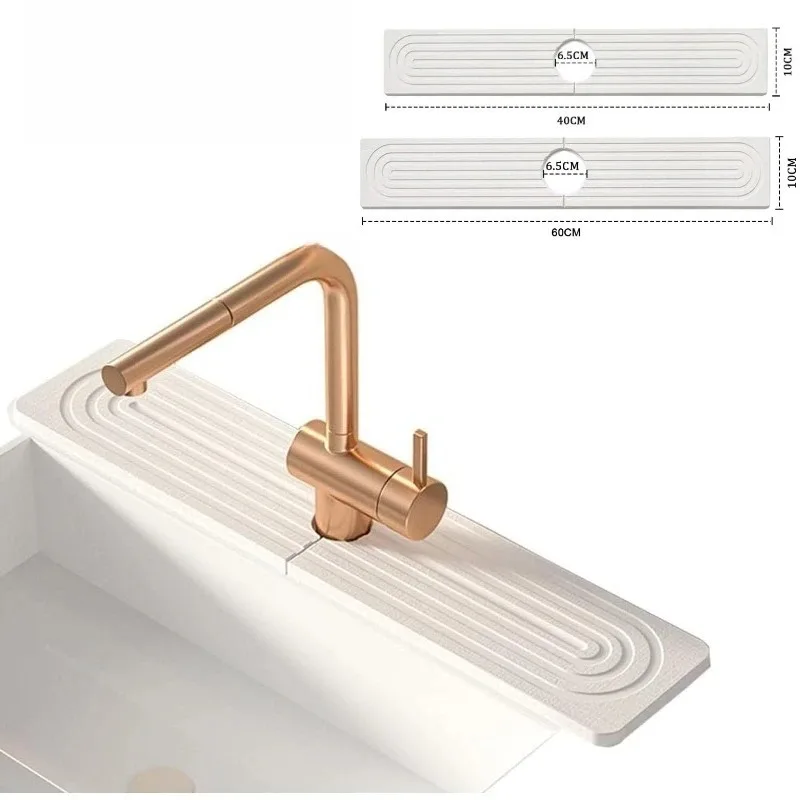 

1pcs Kitchen Bathroom Sink Hand Wash Mat Diatom Mud Water-absorbing Quick-drying Hard Mat for Faucet Splash Proof Pad